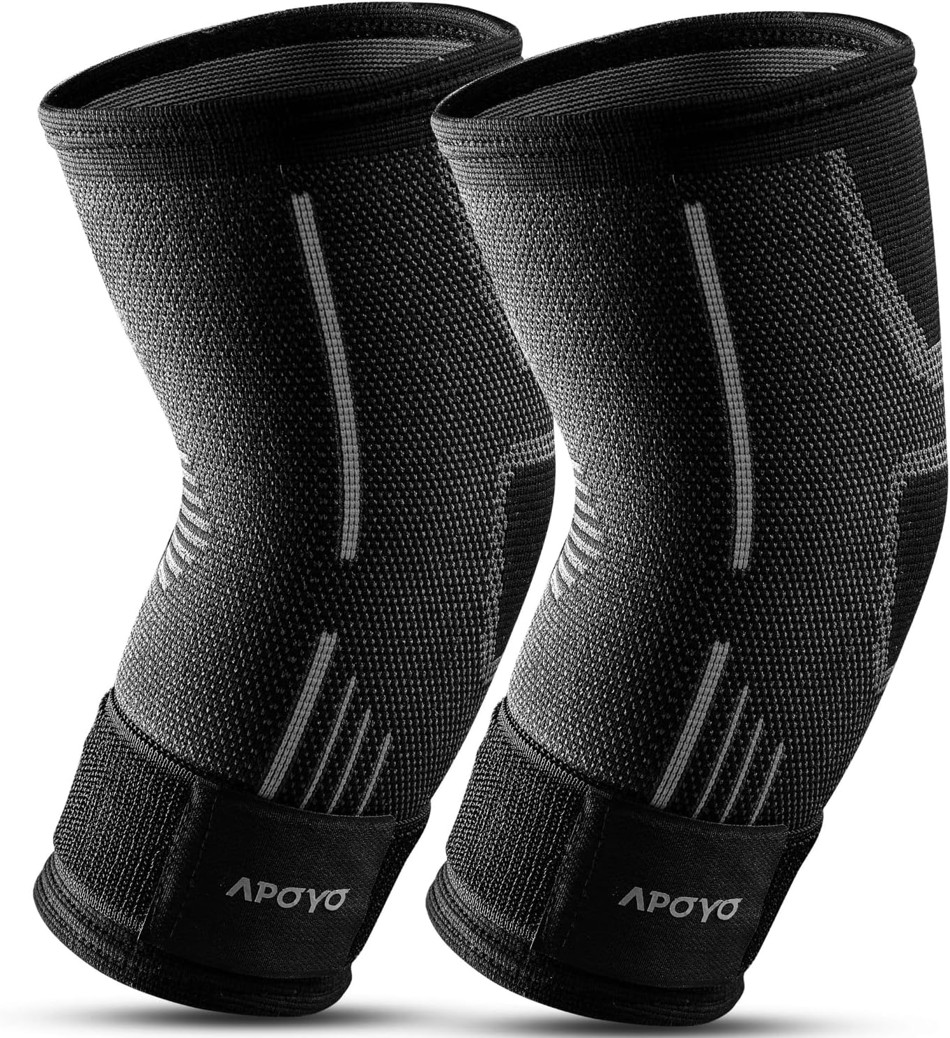 APOYO Elbow Brace for Tendonitis and Tennis Elbow, (Pair) Compression Sleeve for Arthritis, Workouts, Reduce Joint Pain During Fitness Activity (Large)