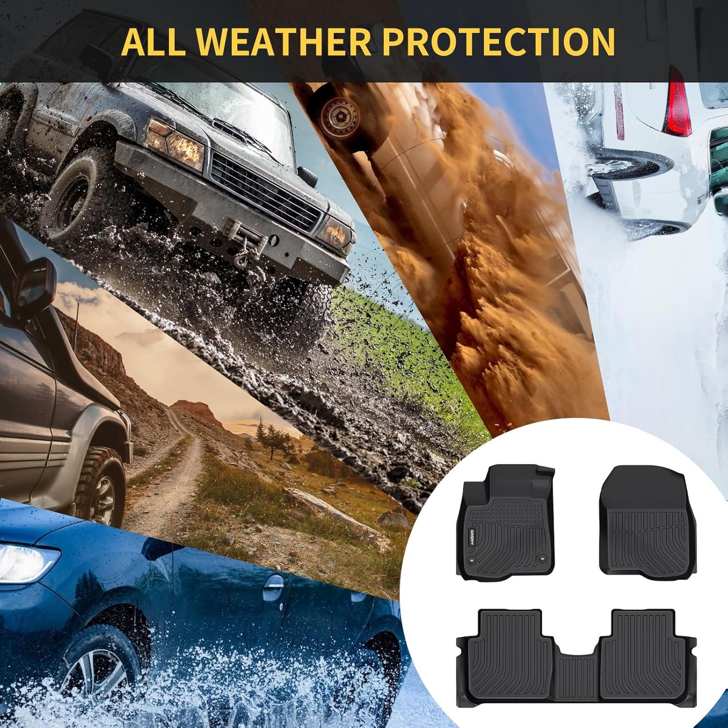 GINOWY-Floor Mats & Cargo Liner for Mini Countryman F60 2017-2024 (Not for Manual Transmission), TPE All Weather Countryman Car Mats Non-Slip Trunk Mat Floor Liners Waterproof Accessories Mats Black