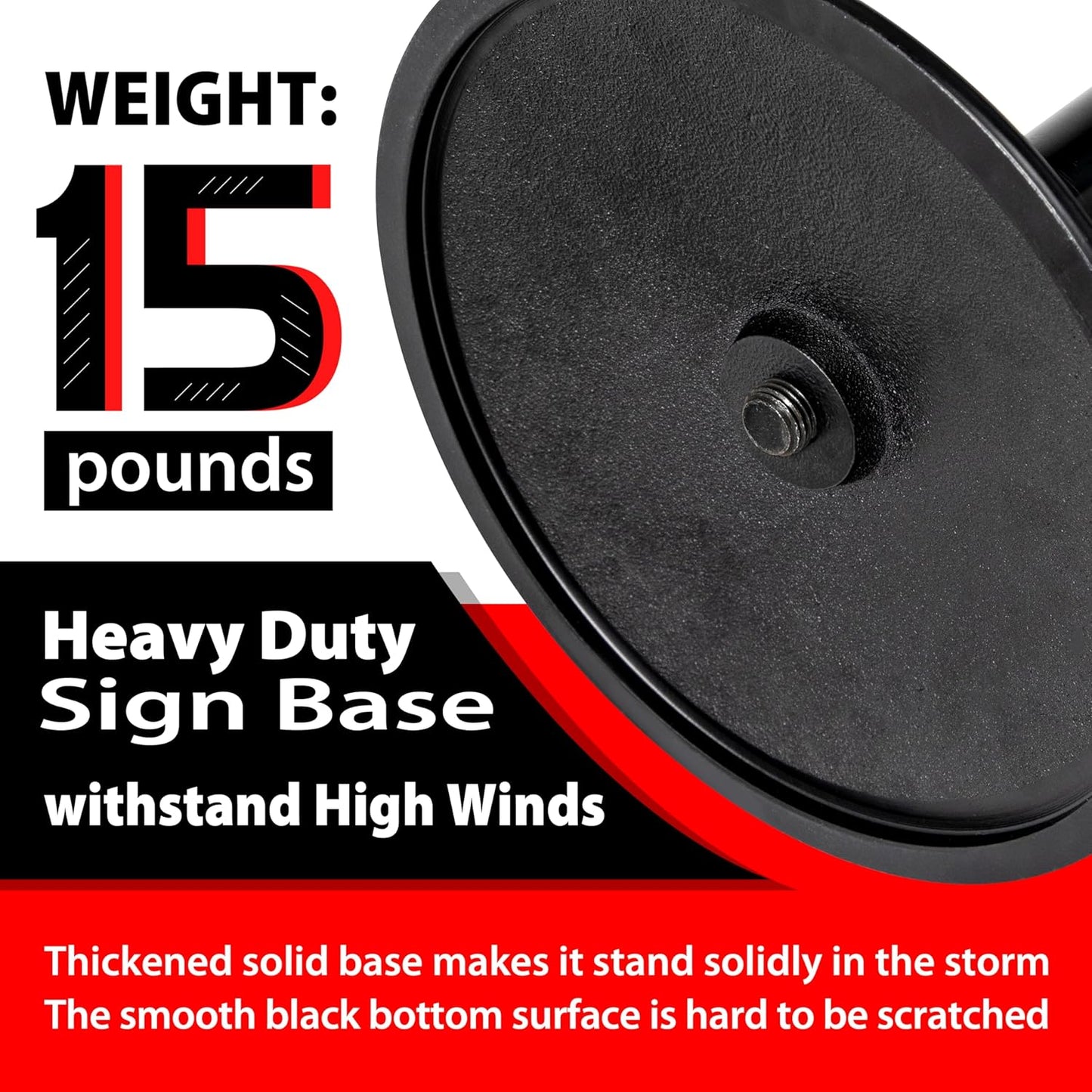 2Pack Heavy Duty Cast Iron Sign Stand - 48" Outdoor Portable Pedestal Post - Display Road Sign, Construction Sign Holder (Black)