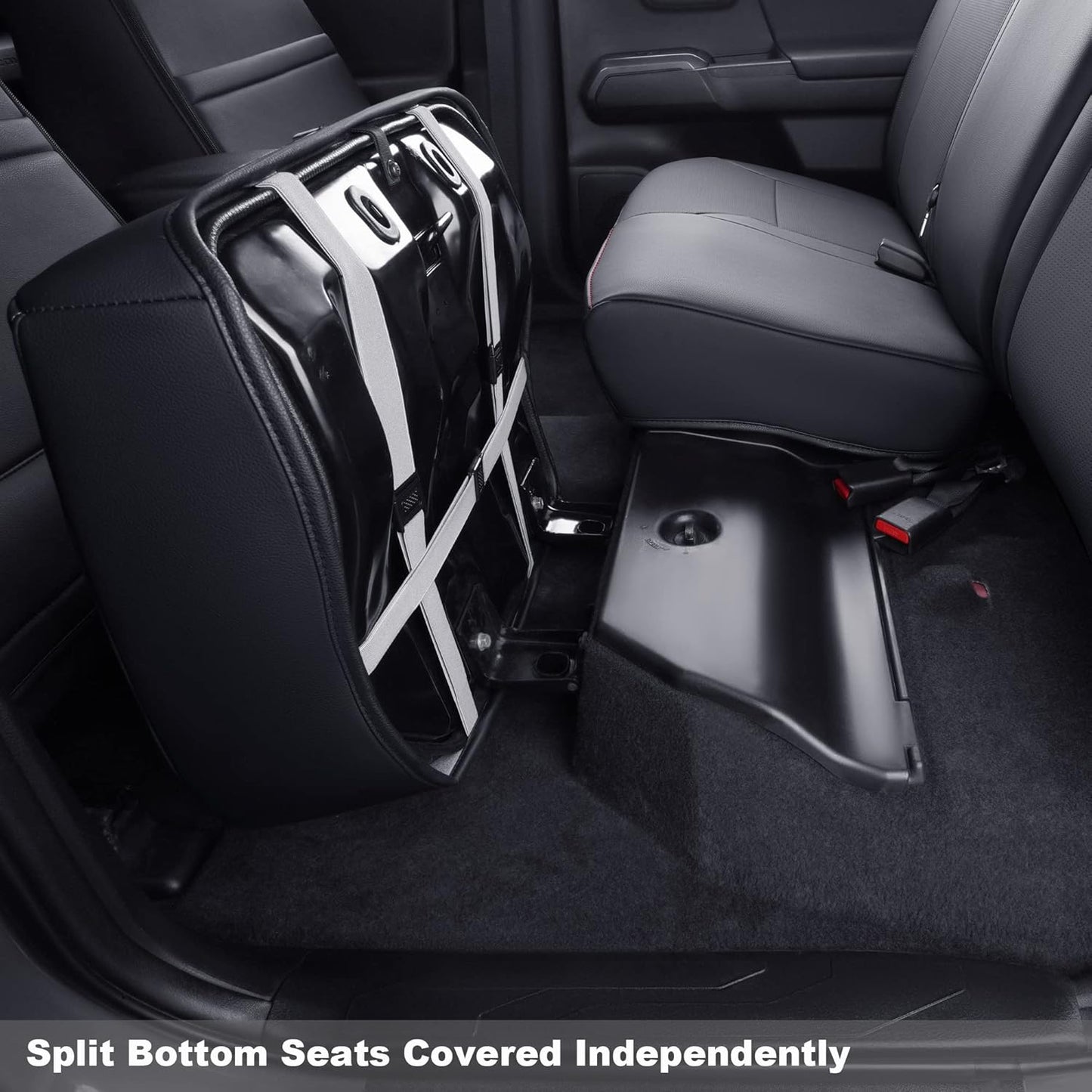 LUCKYMAN CLUB Tacoma Custom Fit Seat Covers for 2024 2025 Tacoma Crew Cab with Faux Leather (Black & Red)