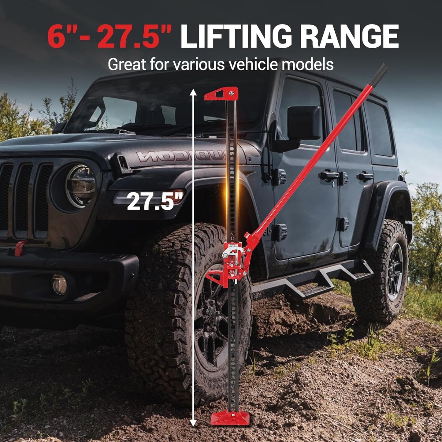 Multi-Functional Lift Jack, Farm Jack Heavy Duty Off Road, for Tractor, Truck, SUV, ATV, UTV, Off Road Accessories, Durable 3 Ton with Wide Base & Ratcheting Mechanism