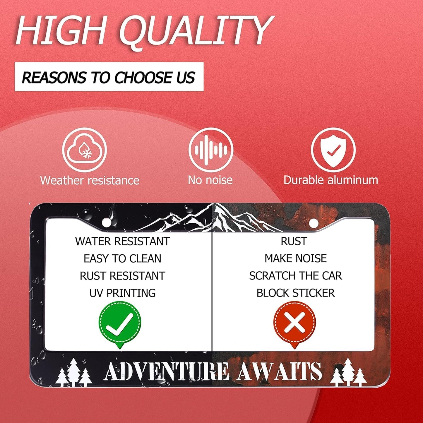 Personalized License Plate Frame American Flag Stainless Steel Accessory Patriotic License Plate Holder Funny Car Decorative 2 Holes Screws Fits Us Standard License Plates 12.2 X 6.3 in for Men Women