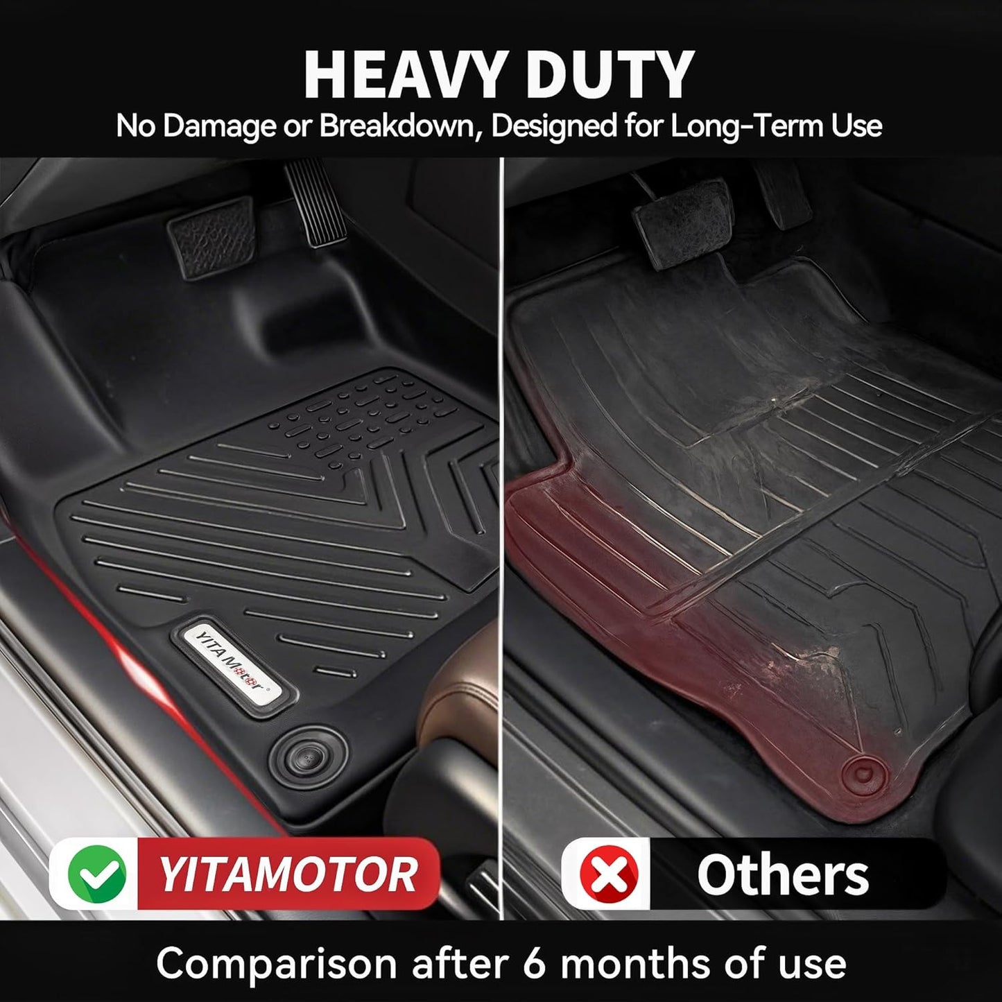 YITAMOTOR Floor Mats Compatible with Toyota 4Runner 2013-2024 & 2014-2023 Lexus GX460, Custom Fit Floor Liners 1st & 2nd Row All Weather Rubber Automotive Mats, Black