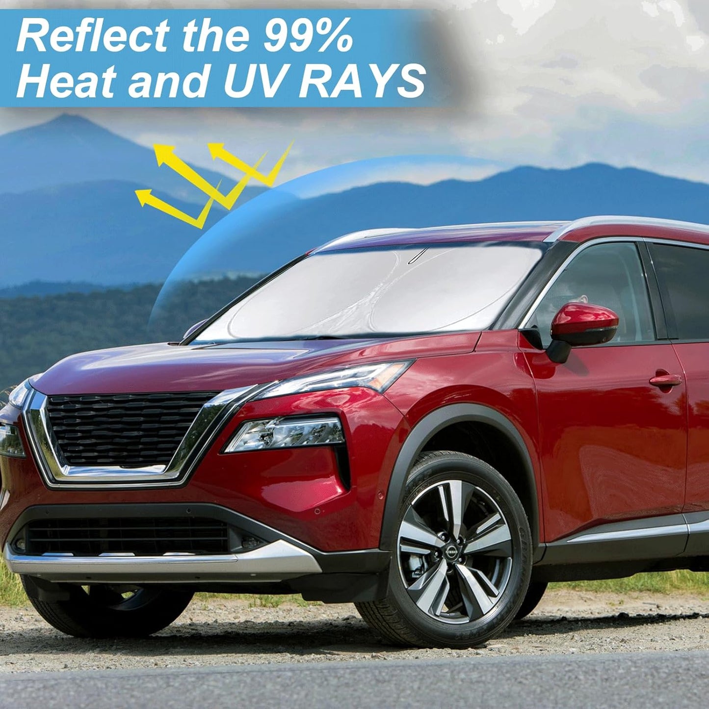 Custom Fit Rogue Windshield Sunshade for 2023-2024 2025 Nissan Rogue (NOT for Rogue Sport & 2021 Rogue 3rd Gen. T33) Window Car Shades Shield Cover for Windshield 210T Silver Coating Sun Visor