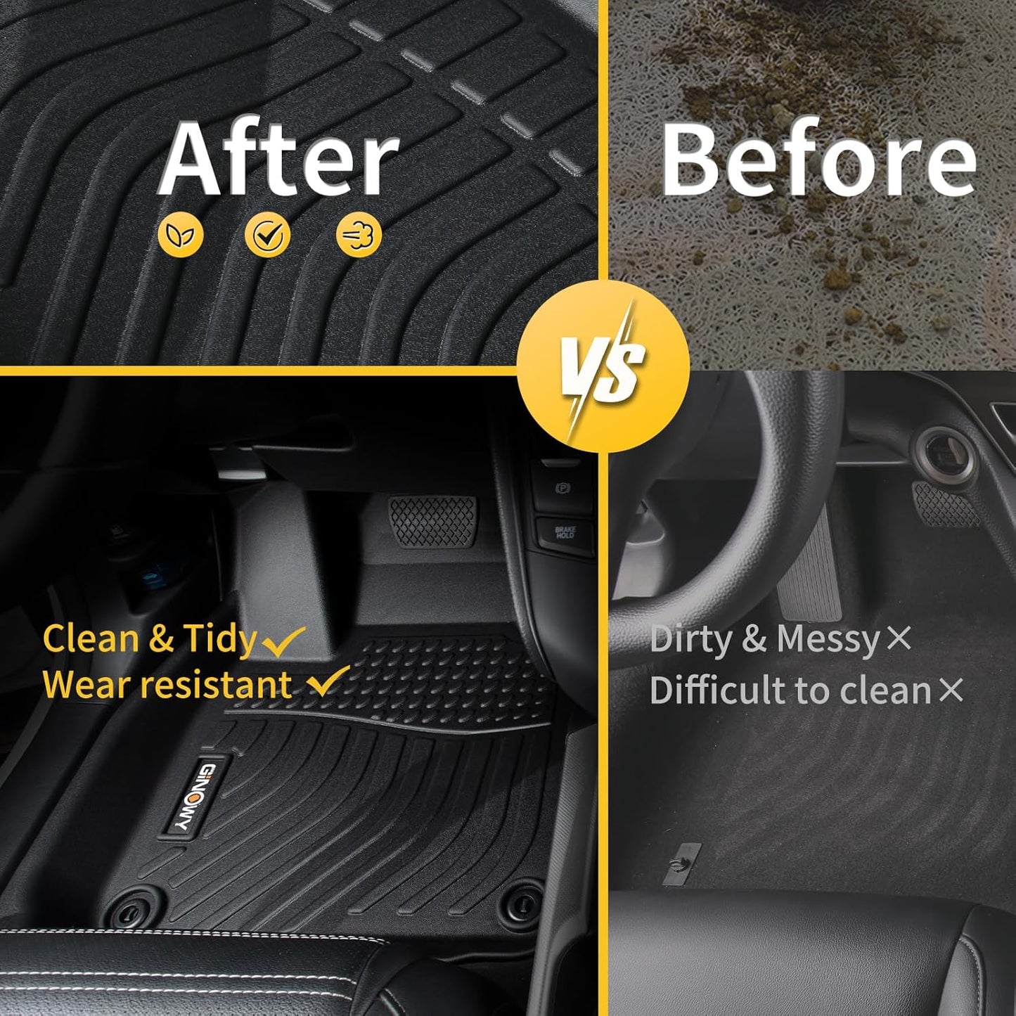 GINOWY-Floor Mats & Cargo Liner for Dodge Durango 2016-2025(Only for 7 Seats), TPE All Weather Car Floor Mats Durango Cargo Liner Trunk Mat Durango Trunk Liner, Waterproof Durango Accessories