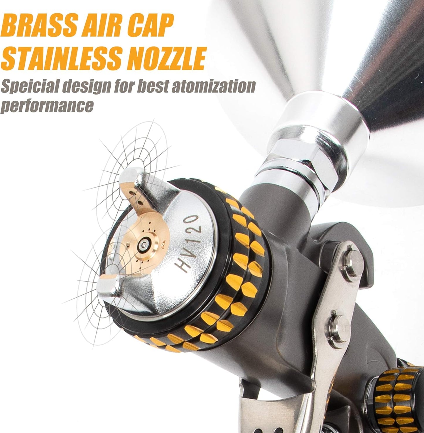 BEETRO HVLP Air Spray Gun with Storage Box, 1000ml Capacity 14.3CFM 29-32psi 1.4/1.8mm Nozzles Stainless Steel with Type 2 Adapter Professional Gravity Feed Sprayer Automotive