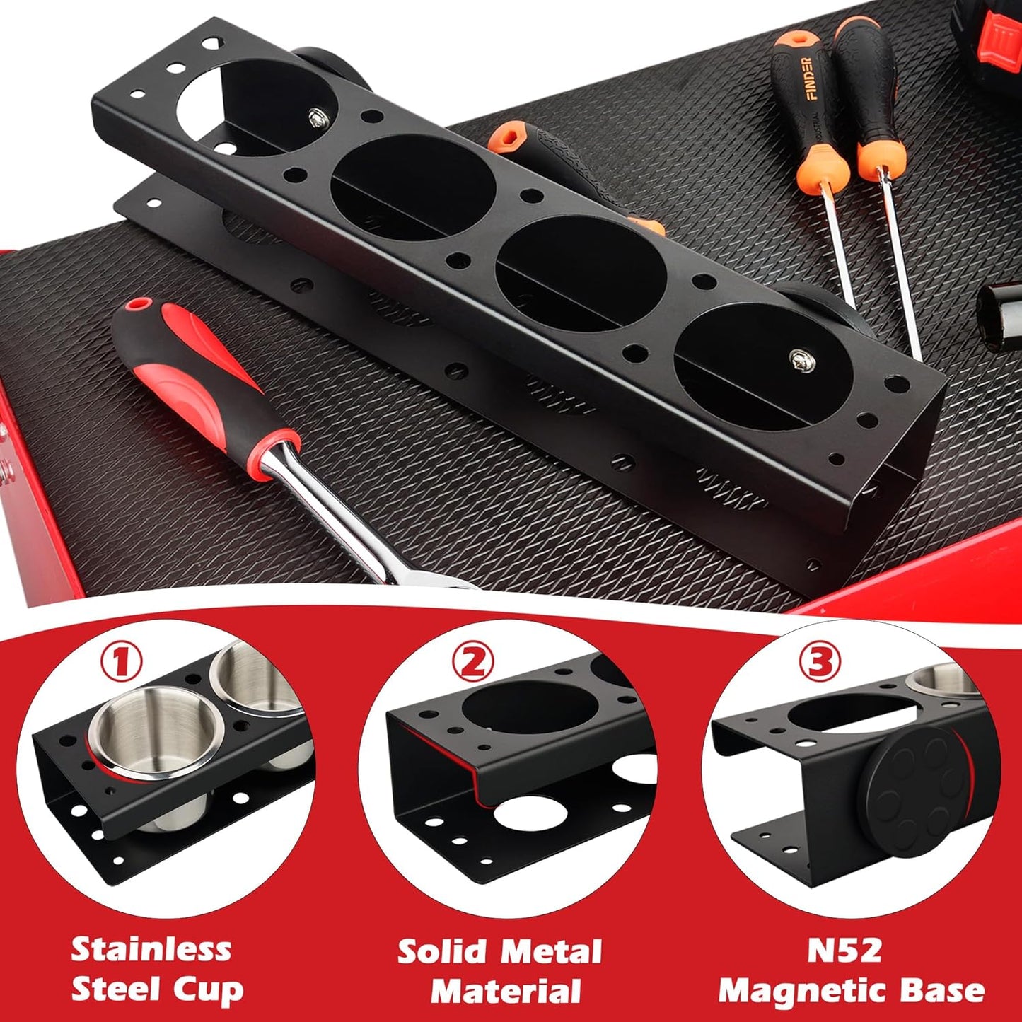 ULIBERMAGNET Power Tool Organizer Rack,Magnetic Heavy Duty Spray Bottle Holder,Wall Mount Metal Tool Rack with Screwdriver,Cordless Drill,Screw,Nail Storage,Utility Rack for Warehouse,Garage,Toolbox