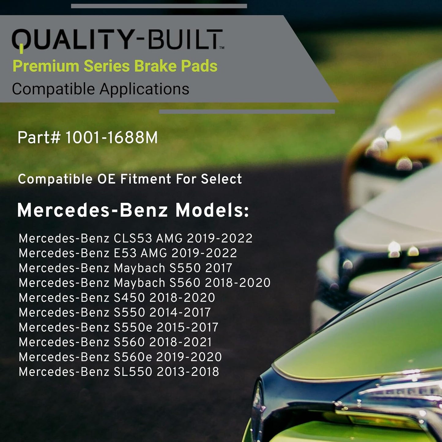 Premium Semi-Metallic Front Brake Pads (1001-1688M) Compatible with 2013-2022 Mercedes-Benz (CLS53 AMG/E53 AMG/Maybach S550/Maybach S560/S450/S550/S550e/S560/S560e/SL550)