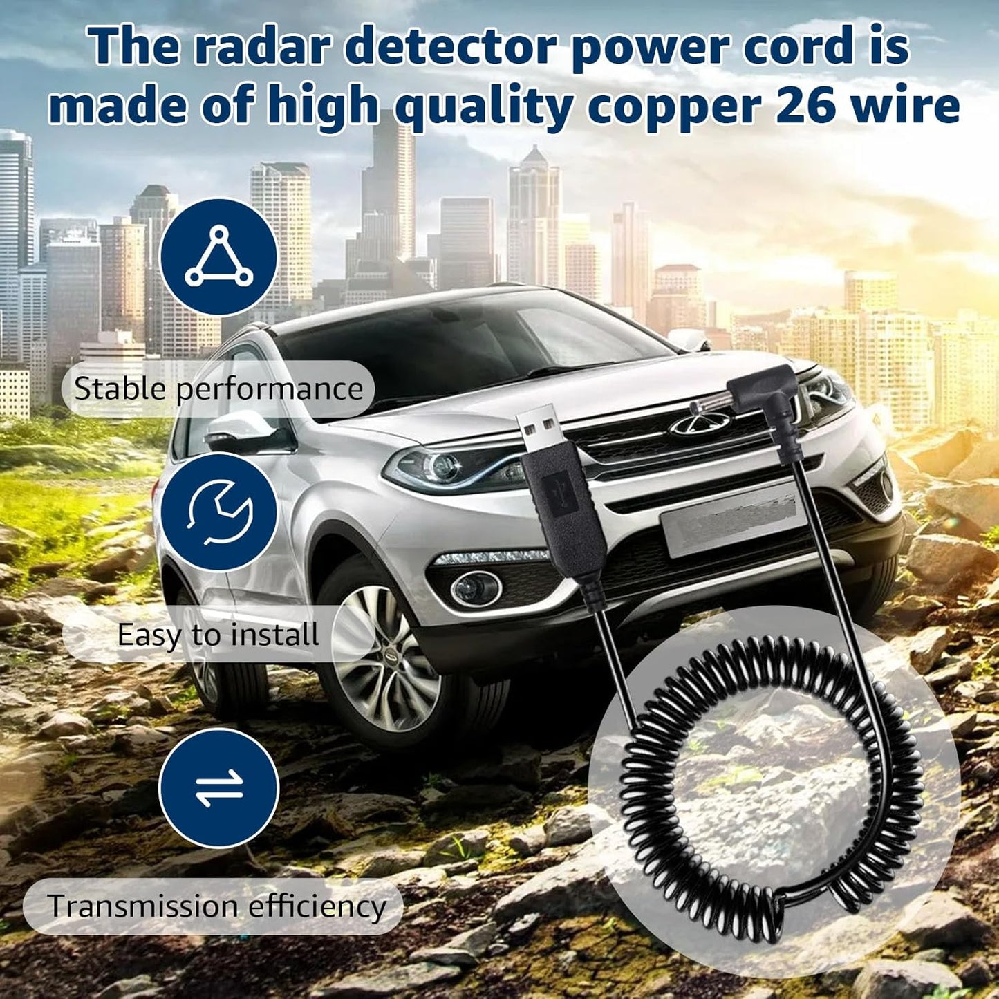 USB to DC3.5 Plug Radar Detector Power Cable, USB 5V-12V Power Cable Compatible with Cobra RAD 480i, 350, 380, Uniden DFR1, DFR3, DFR5, Whistler, & Radenso Pro M Radar Detectors (8.2FT Length)