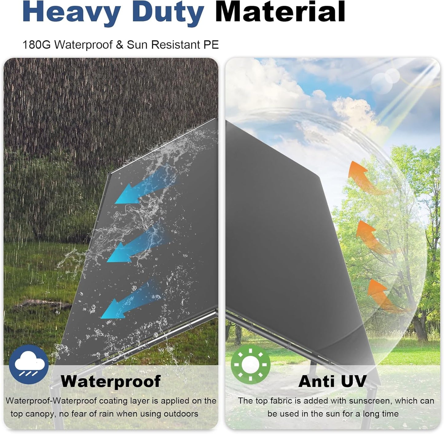 10x20ft Portable Car Tent Garage with UV Resistant Canopy, Easy to Assemble Portable Garage, Stable Carport for Car, Bike, Camp, Outdoor Storage (Grey)