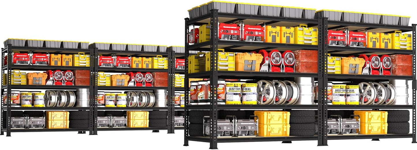 PrimeZone Heavy Duty Garage Storage Shelves - 48" W X 24" D X 72" H Adjustable Metal Shelving Unit, 5 Tier Industrial Shelves for Storage Standing Utility Rack for Warehouse, Basement, Black, 5 Pack