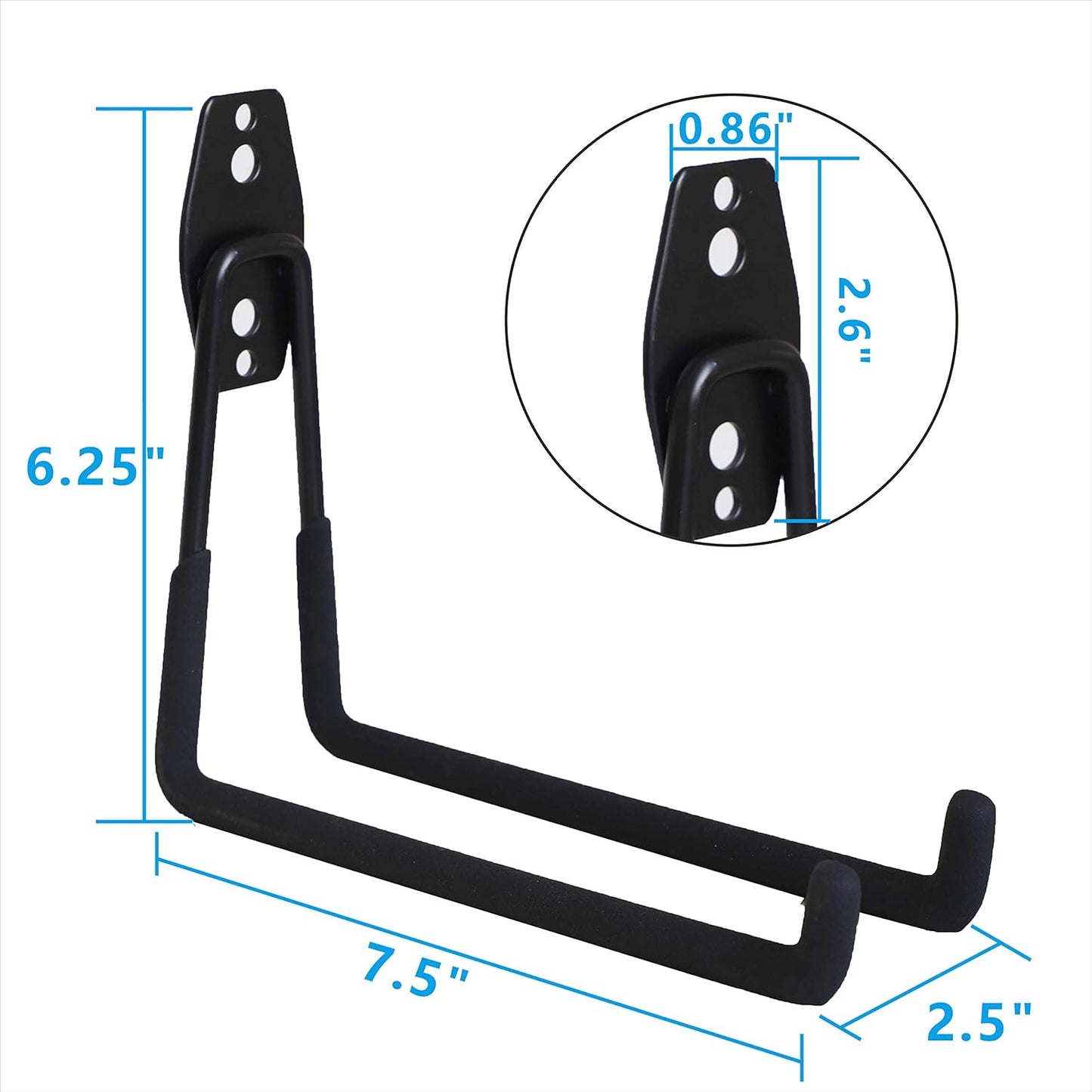 Garage Hooks, 4 Pack Wall Mount Storage Hanger with 2 Extension Cord Holder Organizer, Heavy-Duty 7.5 inch Long Hooks for Ladder, Ski, Sports, Utility, Garden Tool, Hose Storage Rack Organizer