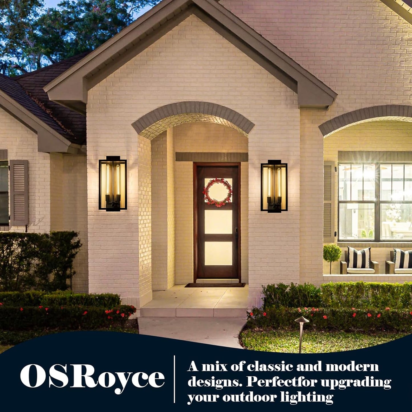 Outdoor House Lights Wall Mount, 21" Large Wall Sconces Wall Lights for House, Black Waterproof Modern Porch Lighting Exterior Lamp for Porch, Front Door, House Garage, Farmhouse (Bulbs Included)