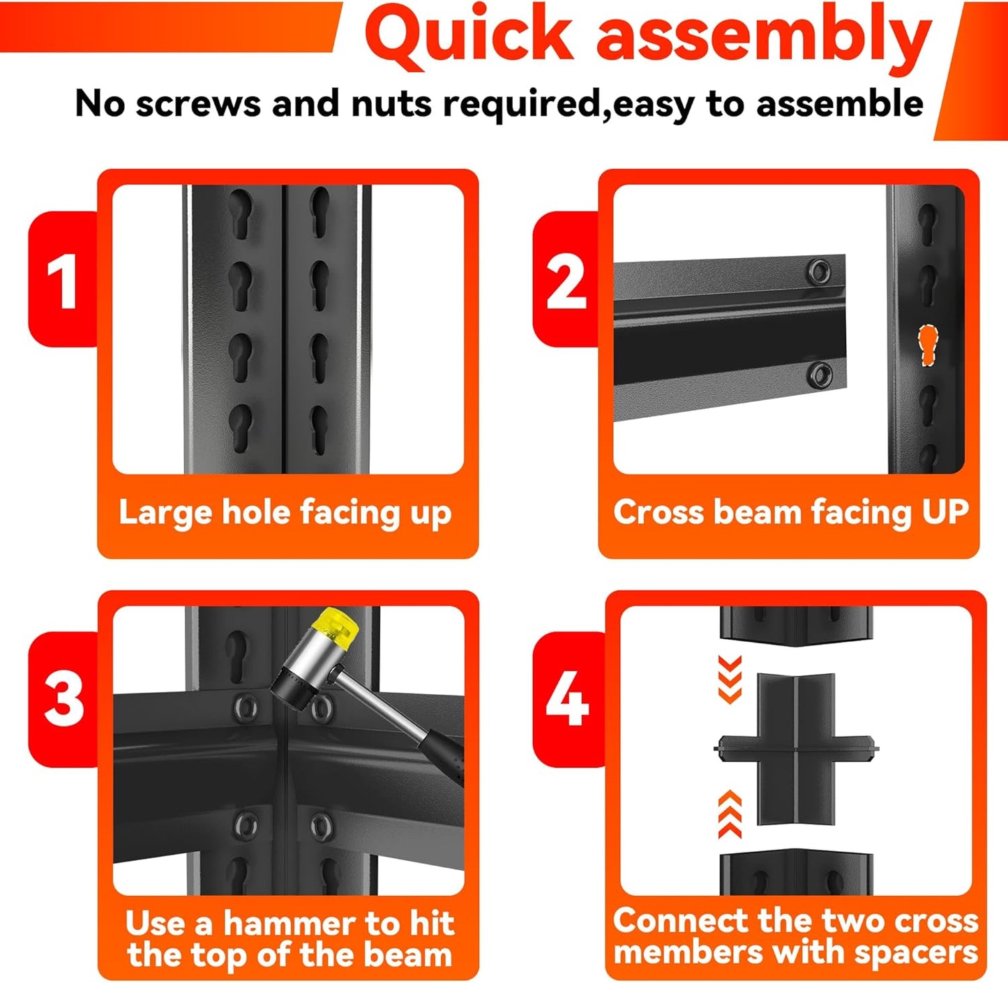 59" H Garage Shelving 2400LBS Capacity Heavy Duty Storage Shelves, Adjustable 4 Tier Metal Industrial Shelf for Kitchen, Utility Room, Warehouse and Basement,14" Dx32 Wx59 H, Black