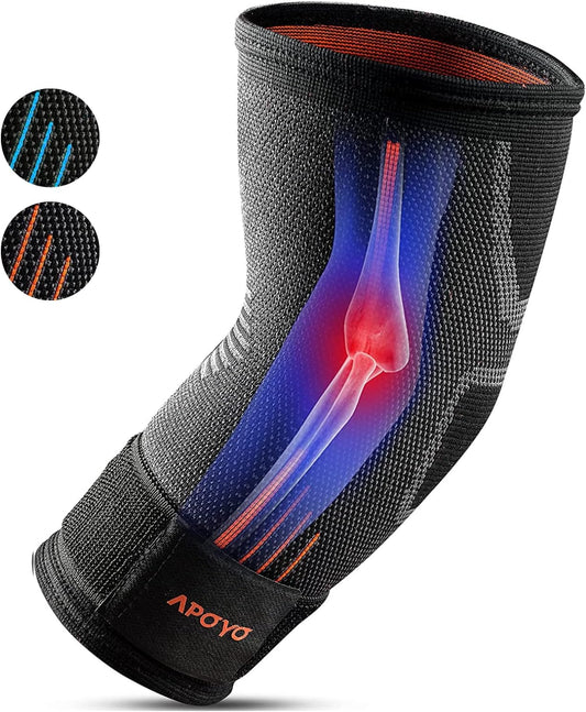 APOYO Elbow Brace for Tendonitis and Tennis Elbow, Compression Sleeve for Arthritis, Workouts, Reduce Joint Pain During Fitness Activity (X-Large)