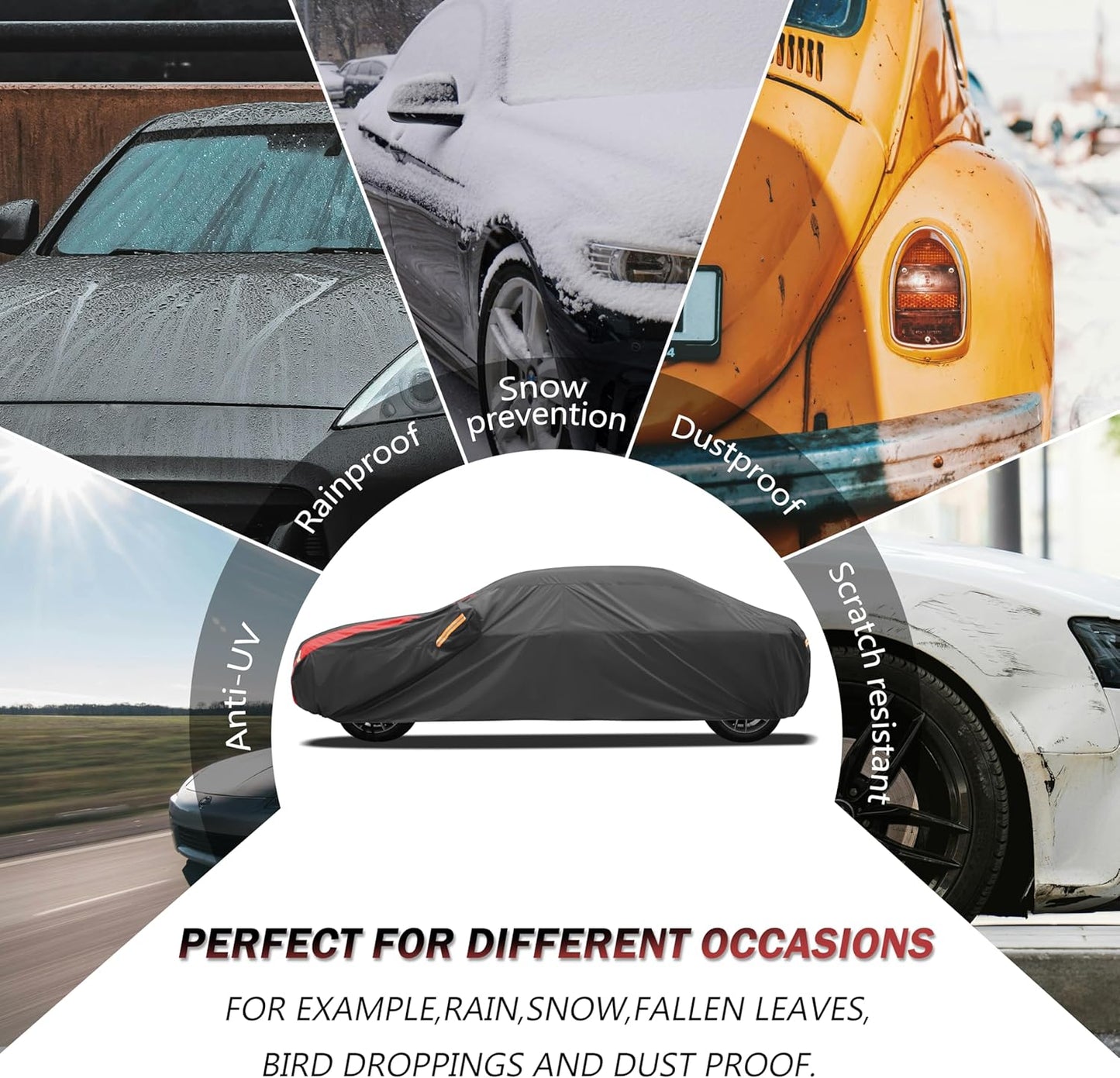 Car Cover Automobiles Waterproof All Weather for for Sports Coupe,Universal Fit Coupe Ford Mustang 1994-2024, Chevrolet Corvette, Audi R8 etc.(See Size Chart)