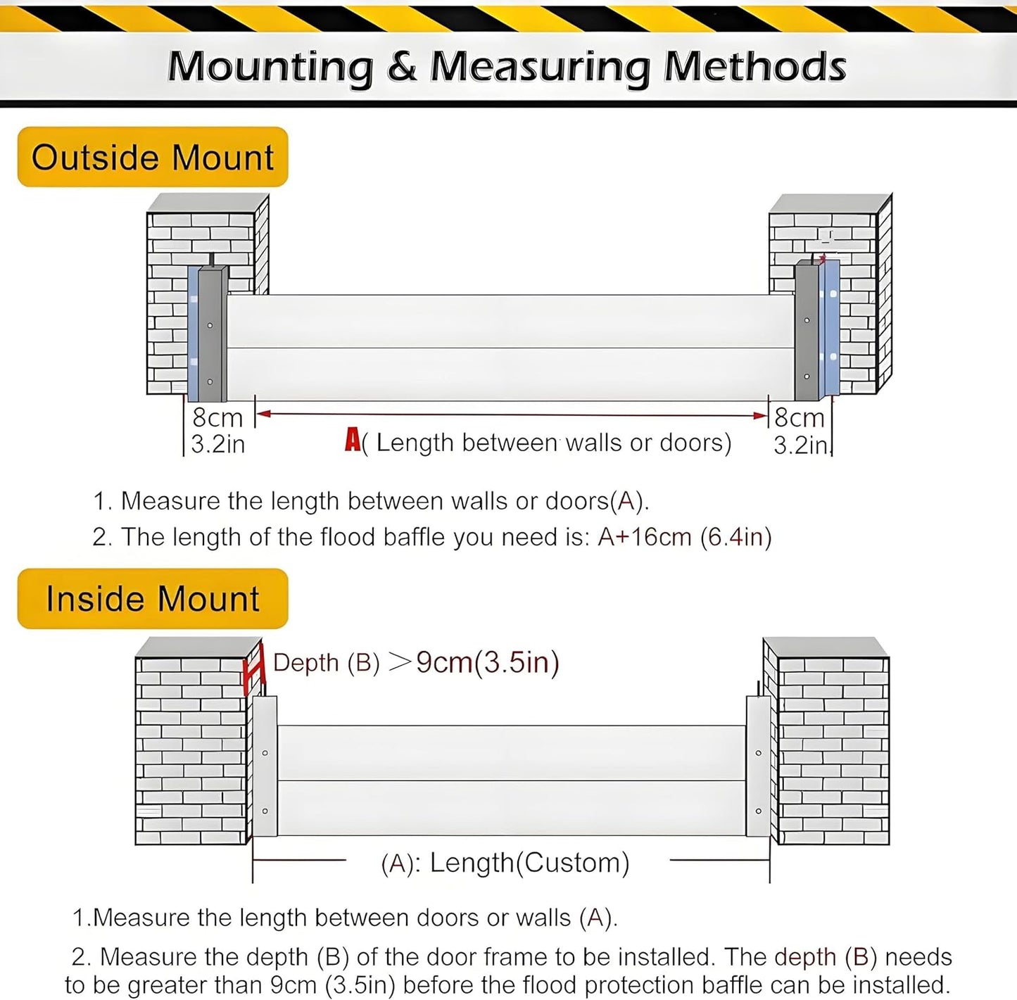 Flood Barriers for Home Exterior,Aluminum Alloy Outdoor Garage Doors Water Barriers for Flooding(H23.6Inch,L6.5FT)