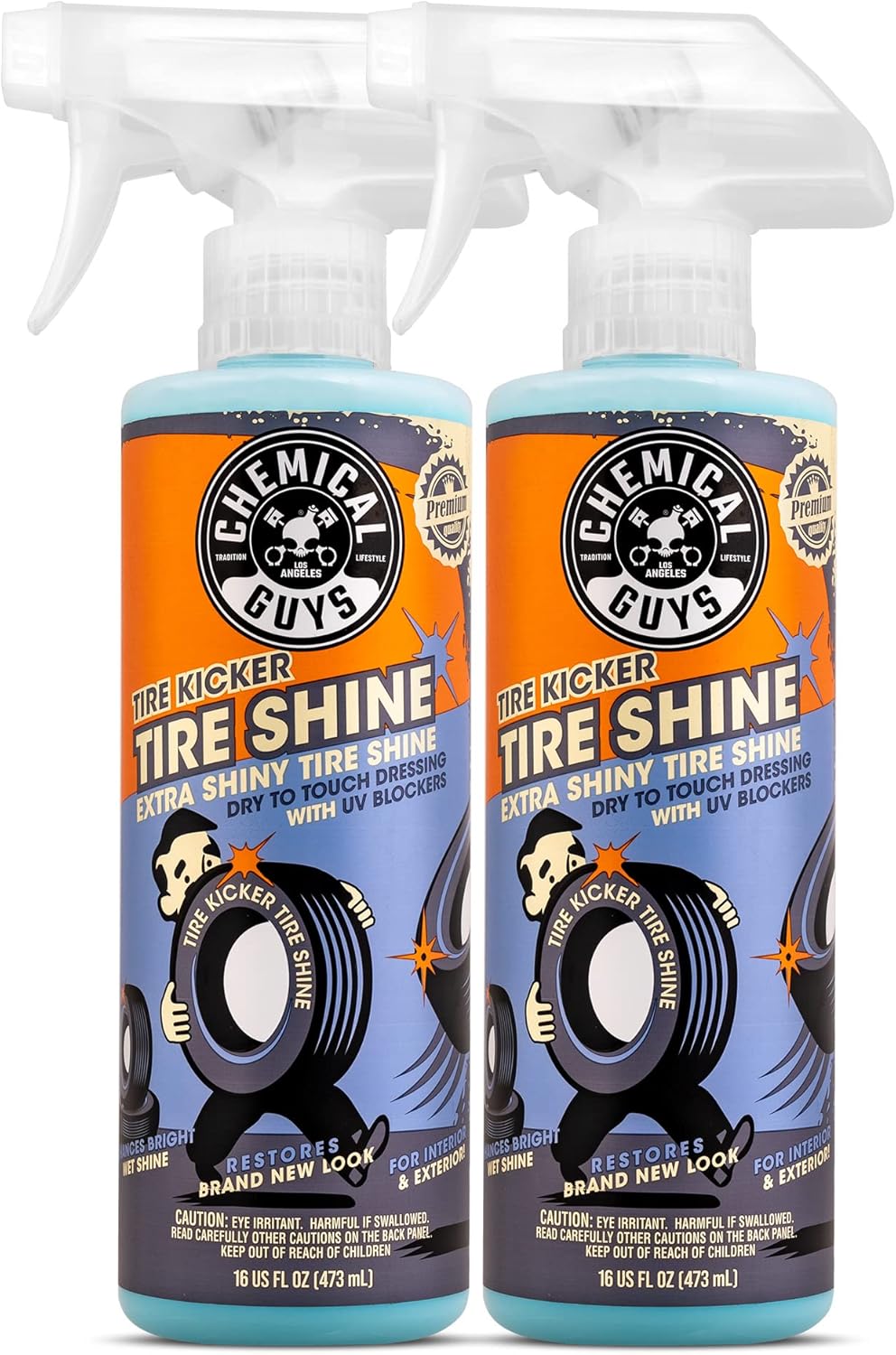 Chemical Guys Tire Kicker Sprayable Extra Glossy Tire Shine (Works on Rubber, Vinyl & Plastic), Great for Cars, Trucks, SUVs, Motorcycles, RVs & More, 16 oz (2 Pack)