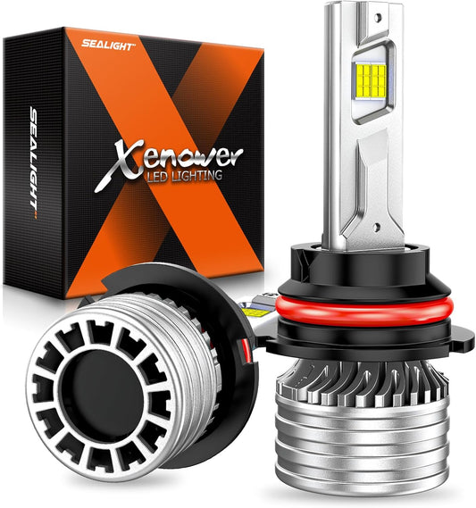 SEALIGHT 9007 HB5 Bulbs, X4I 9007 HB5 Powersport Light with Adjustable Lock Ring, Cooling Fan, 55,000LM Super Bright, Plug and Play, Fog Light, Pack of 2