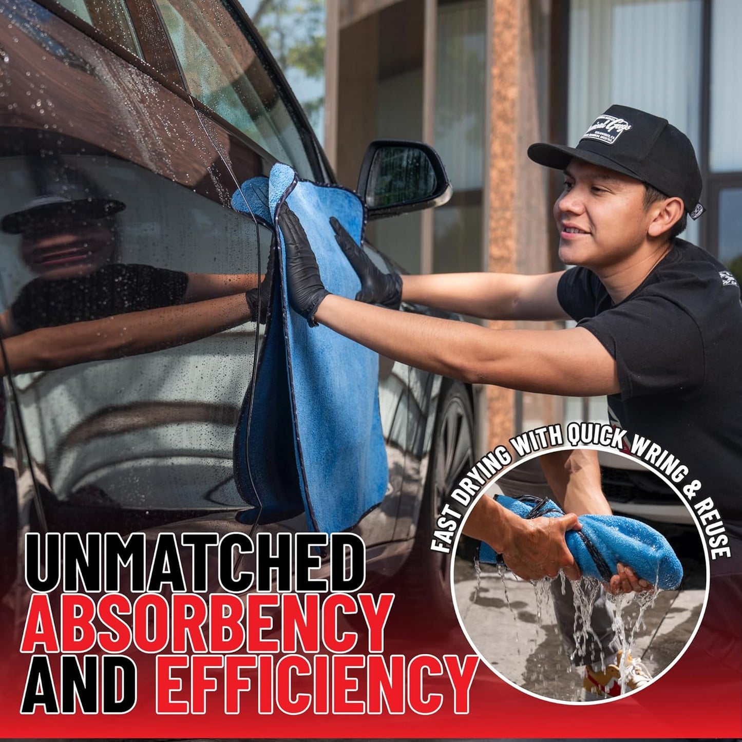 Chemical Guys Thirst Trap Microfiber Chamois Towel, Safe for Cars, Trucks, SUVs, RVs, Motorcycles, & More, 24"x28" (Blue) 2 Pack