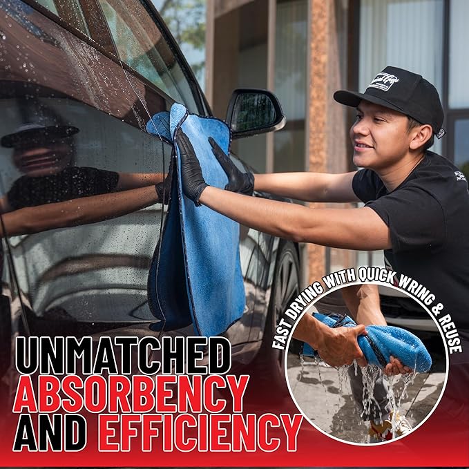 Chemical Guys Thirst Trap Microfiber Chamois Towel, Safe for Cars, Trucks, SUVs, RVs, Motorcycles, & More, 24"x28" (Blue) 1 Pack