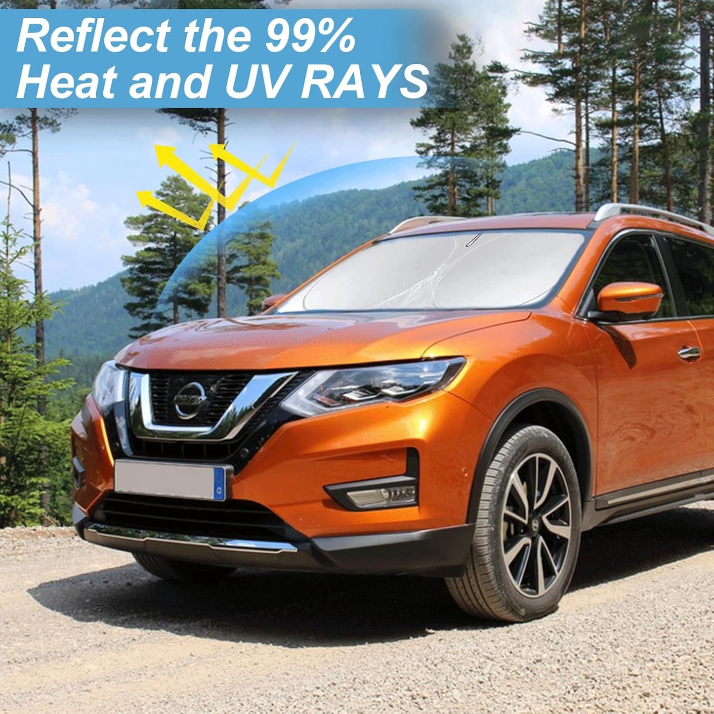 Custom Fit Rogue Sport Windshield Sunshade for 2017-2024 Nissan Rogue Sport Accessories (Not for Rogue) Front Window Car Sun Shades Shield Cover for Windshield Sun Visor Protector Blocks UV Rays