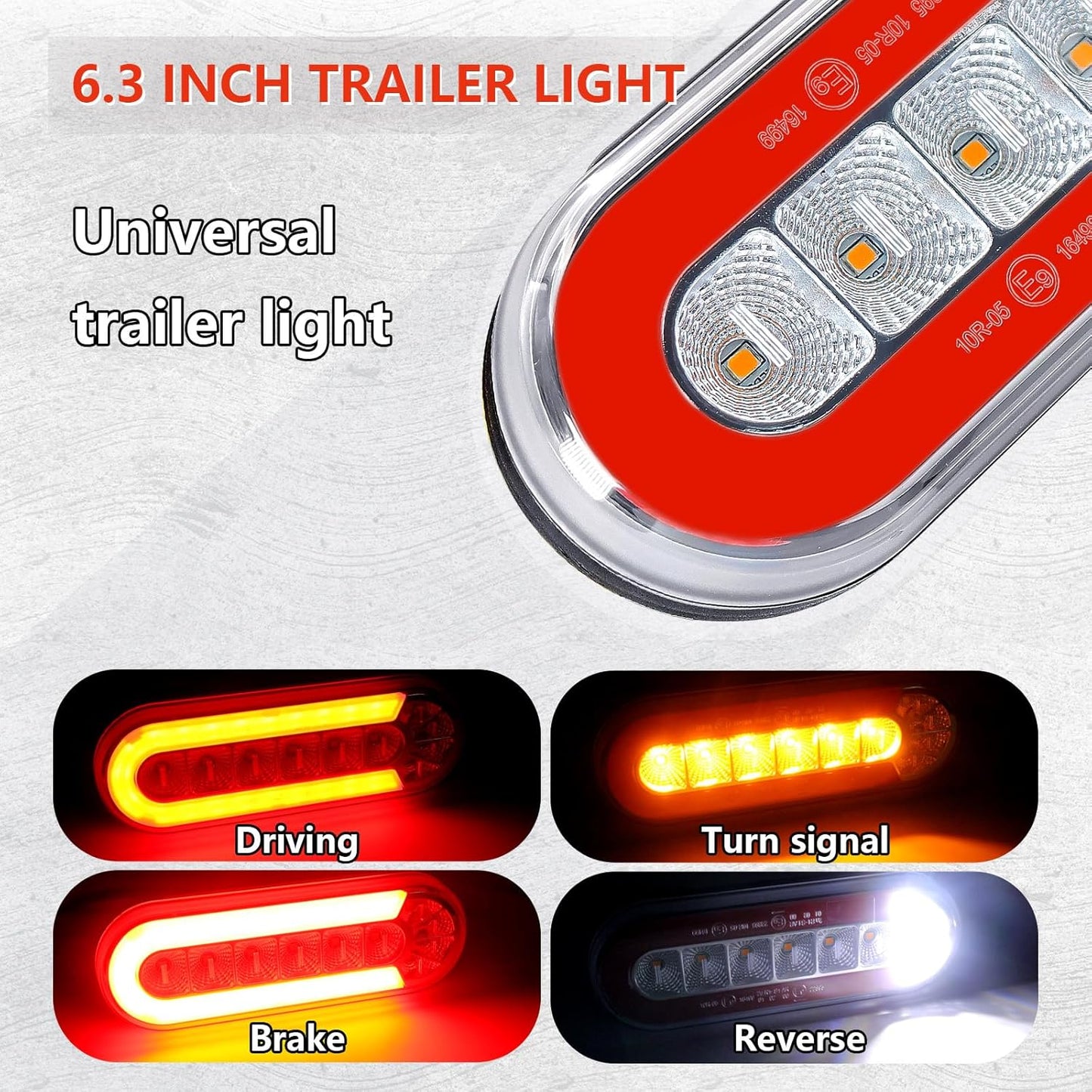 Agrieyes 6 Inch Oval LED Trailer Lights, Submersible Boat Trailer Light, with Brake, Turning Signal, Reverse Light, Backup Light, DOT Compliant