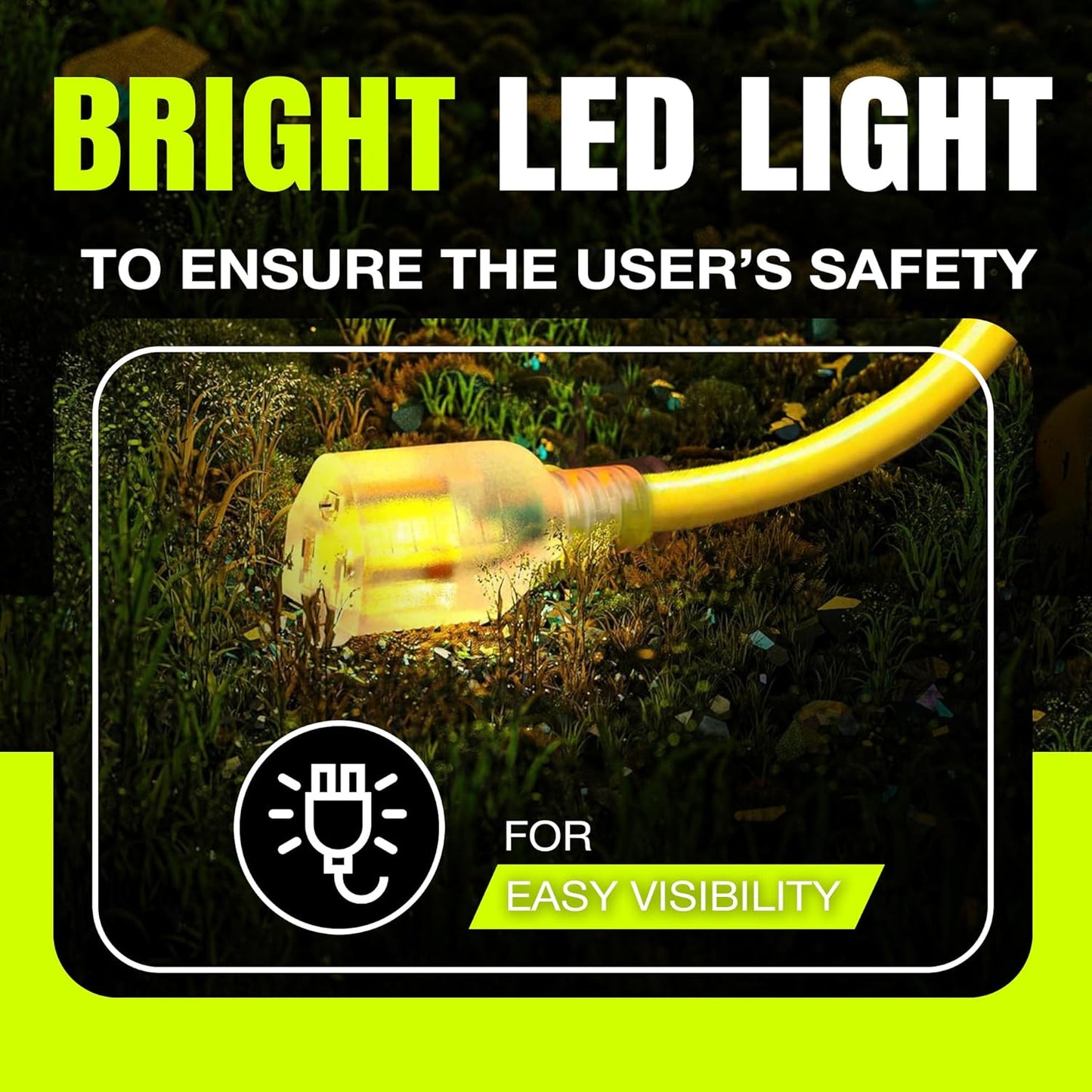 75ft Outdoor/Indoor Extension Cord 14/3 Gauge Heavy Duty 3 Prong SJTW, Waterproof, Flexible Cold-Resistant Long Power Cord,13A 125V 1625W, Yellow by LifeSupplyUSA