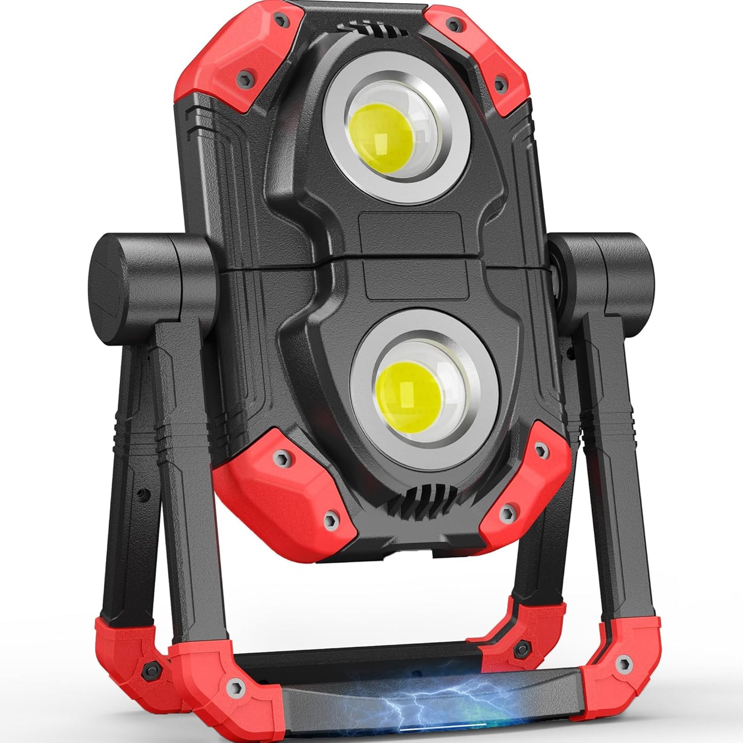 Adelante Rechargeable LED Work Light with Magnetic Bases, 2500LM 6500K 12 Hours Long Lasting, Mobile Charger, 360°Rotating Stand Waterproof USB Portable Flood Light for Mechanics, Repairing