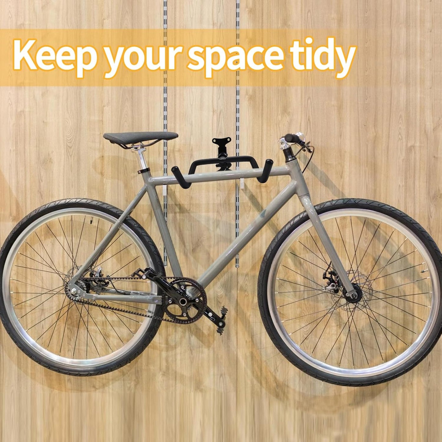 Bike Wall Parking Stand - Adjustable Horizontal Bicycle Storage Rack for Garage and Home - Metal Hook Holder for Road, Mountain, and Hybrid Bikes