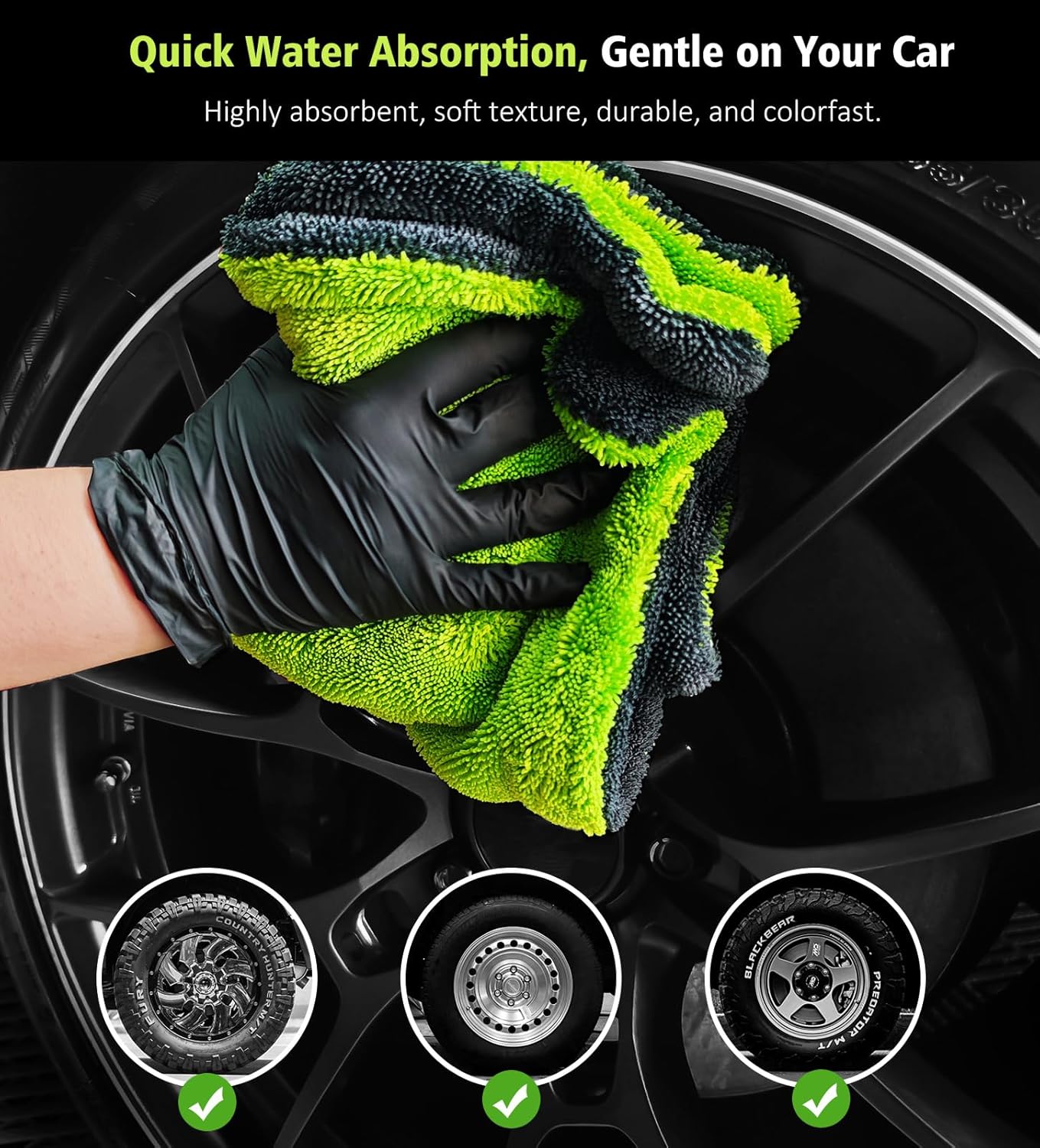 3 Pack Microfiber Towels for Car Detailing, 28" x 36" Extra Large Car Wash Drying Towels 16" x 16" Microfiber Edgeless No Scratches and Waffle Weave Absorbent Cloth for Truck, SUV