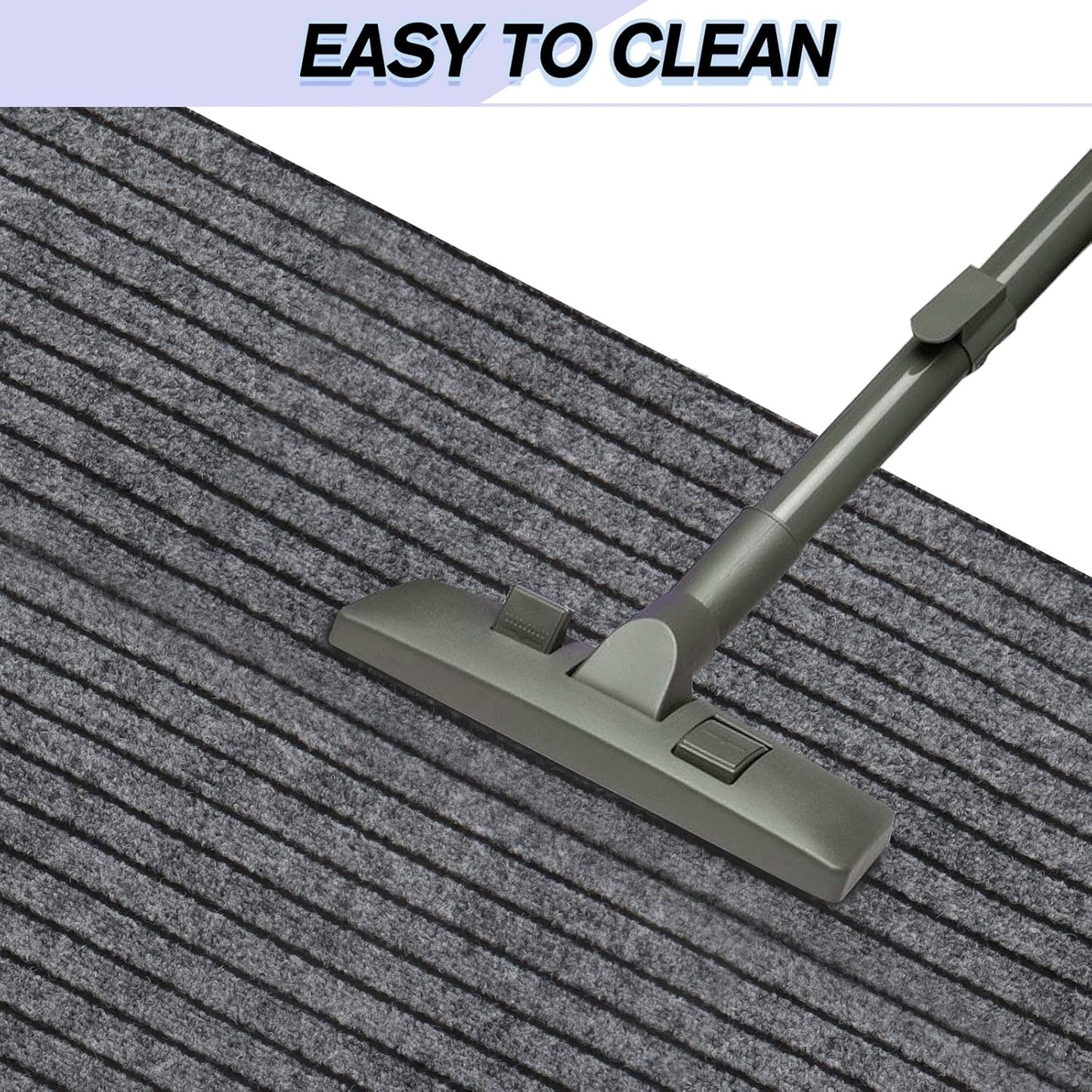 Custom Size Backed Non-Slip Area Rugs Runner, Easy Clean, Waterproof Runner Rugs for Hallway Entryway, Kitchen, Laundry, 2FT x 47FT, Gray Stripe