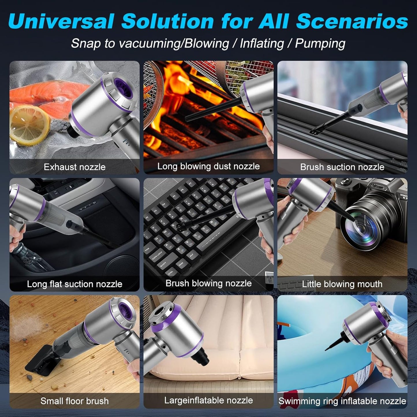 Car Vacuum Portable Cordless,21000PA High Power,Mini Vacuum Cleaner,4-in-1 With Brushless Motor,Air Blower,Handheld Vacuum Cordless,3 Gear Adjustment,Car Vacuum Cleaner Suitable for Cars,Home,Outdoors