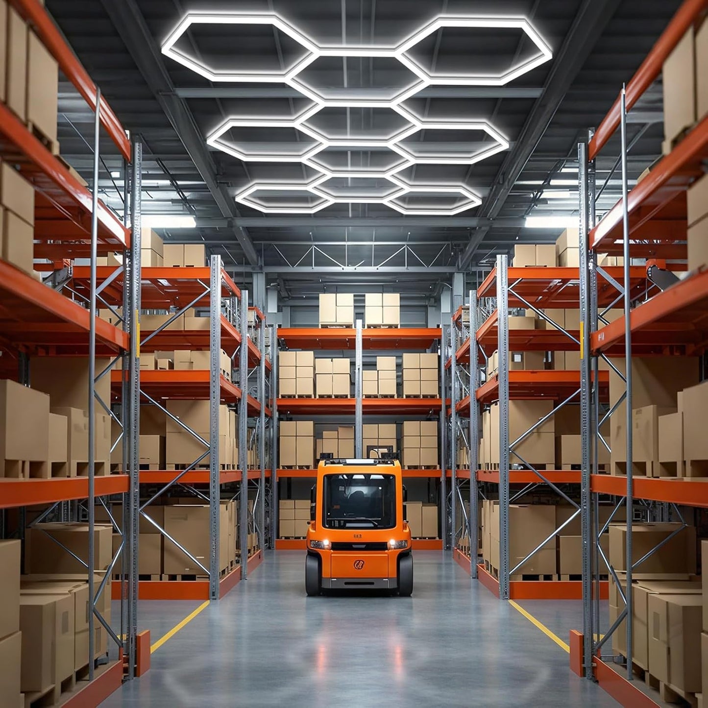 BRILLIHOOD Hexagon Garage Lights, LED Honeycomb Lights Ceiling, 192W, 23040LM, 6500K Super Bright, 5 Grid Systems Car Detailing Light for Garage Warehouse Workshop Basement Gym