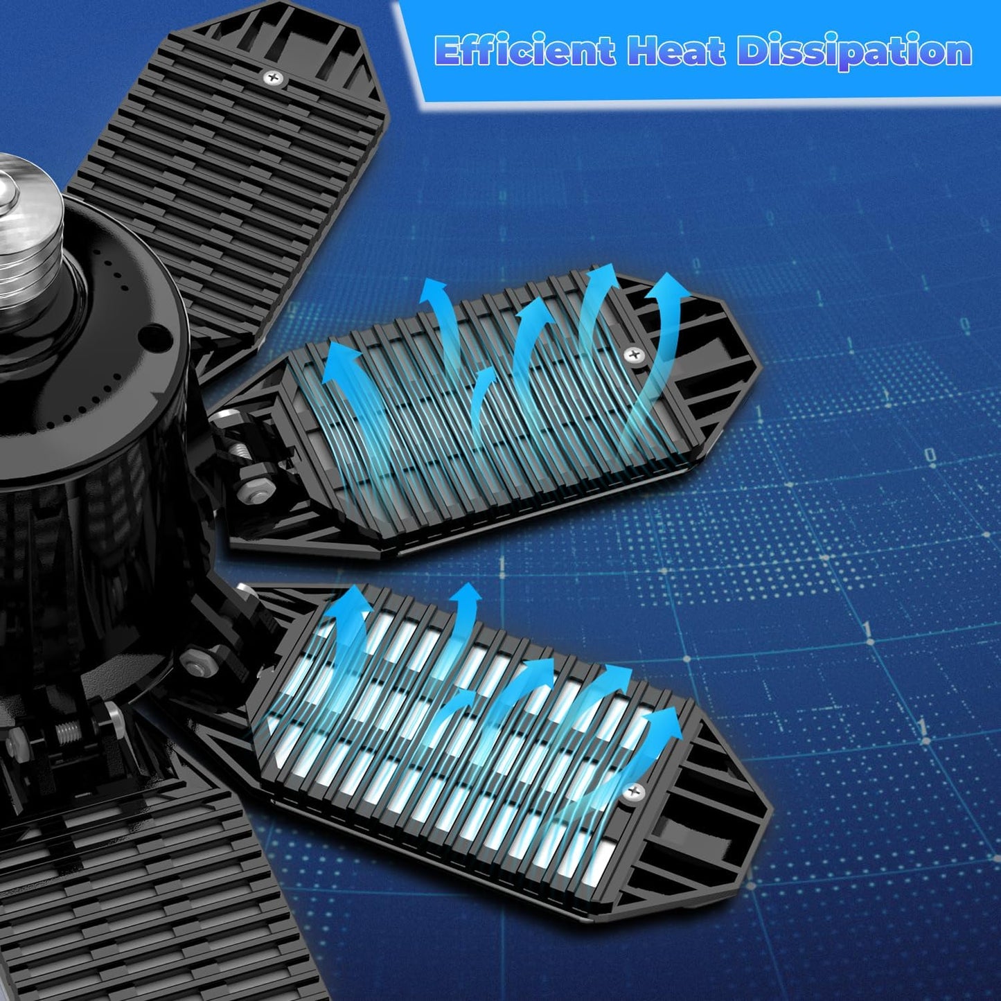 LED Garage Light - 2Pack Bright 50000LM Garage Lights Ceiling Led w/ 8 Deformable Panels 6500K Led Light Bulb Srew in E26/E27 Socket with Adjustable Center Spotlight for Barn Workshop Attic