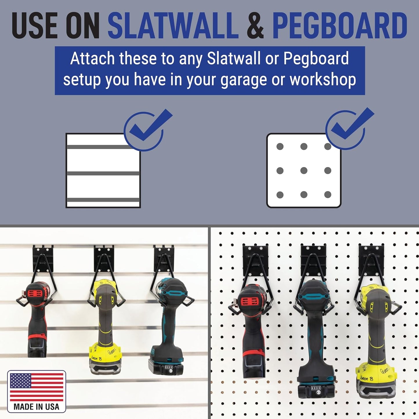 Victory Display Heavy Duty Garage Hooks | for Tools, Ladders, Garden Equipment | Fits Pegboard & Slatwall | Storage Hook for Hanging | Shed Wall Organizer for Tool Rack, Garage Wall Hangers | 3-Pack