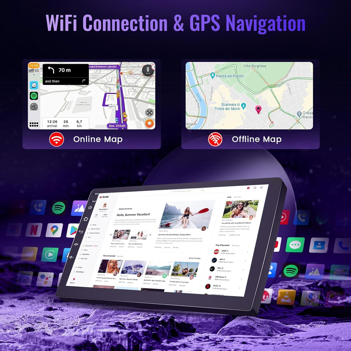 Wireless Carplay Car Stereo for Toyota Prius 2010-2015 with JBL with 9-Inch Touchscreen, [Qualcomm 8-core 4+64GB] Upriding Android 13 Car Radio Android Auto BT5.1/DSP/Hi-Res Audio/WiFi/SWC/GPS/OTA