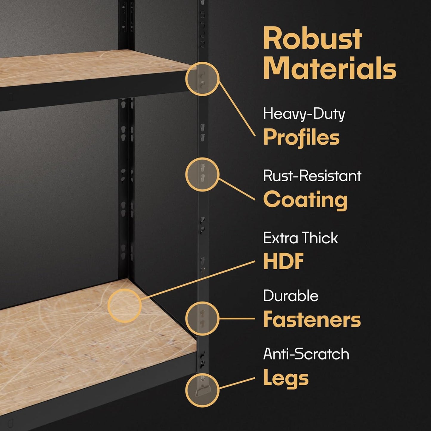 Storage Shelves: 4 Storage Shelves Heavy Duty w/ 2,640 lb Total Load Capacity, 660 per Storage Shelf, 71x71x24 | Adjustable Shelving Unit, Robust Garage Shelving, Extra Long Steel Profiles
