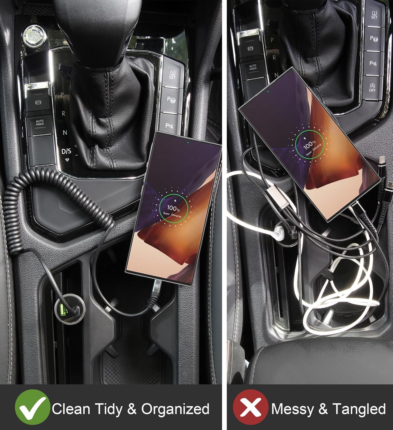 2Pack Coiled USB C to USB C Charger Cable for Car, Type C Fast Charging USBC Charger Cord Compatible with 15/15 Plus/15 Pro/15 Pro Max/Samsung Galaxy S23