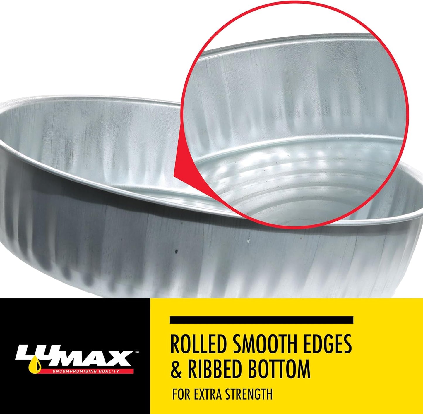 LUMAX LX-1709 Silver 3.5 Gallon (13.5 L) Galvanized Drain Pan, Bright Zinc Corrosion-Resistant Finish, 16 inches in Diameter x 4 inches High, Great for Oil Changes