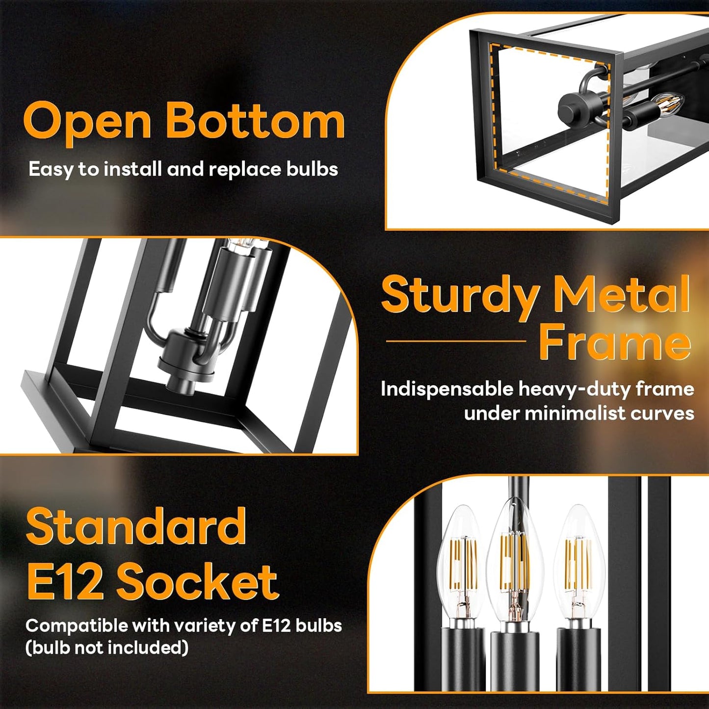 20" Large Outdoor Light Fixtures 3-Light 2 Pack, Black Outside Modern Porch Lights for House, Exterior Wall Sconce Lanterns Wall Mounted Waterproof Outdoor Coach Lamps for Garage E12