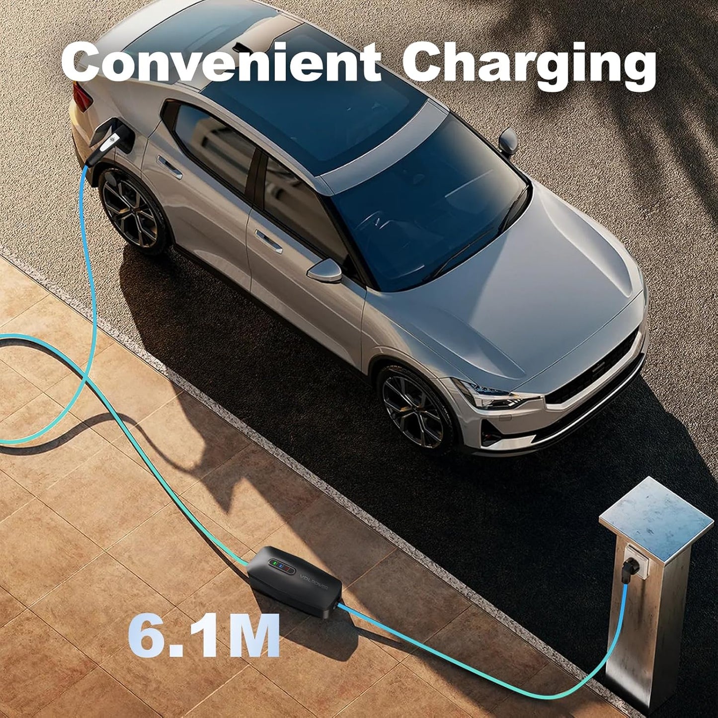 Level 1/2 EV Charger for Tesla 16Amp, Electric Vehicle Portable Charger with 20FT Cable, 3.5KW Home EV Charging Station for J1772 Electric Cars,110V-240V, NEMA 6-20 & NEMA 5-15 Plug