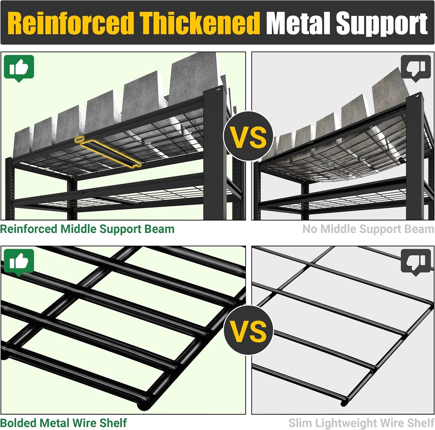 PrimeZone Heavy Duty Storage Shelves - 48" W X 18" D X 72" H Adjustable Garage Wire Shelving Unit, 5 Tier Industrial Metal Shelf Standing Utility Rack for Warehouse, Pantry, Basement, Black, 3 Pack