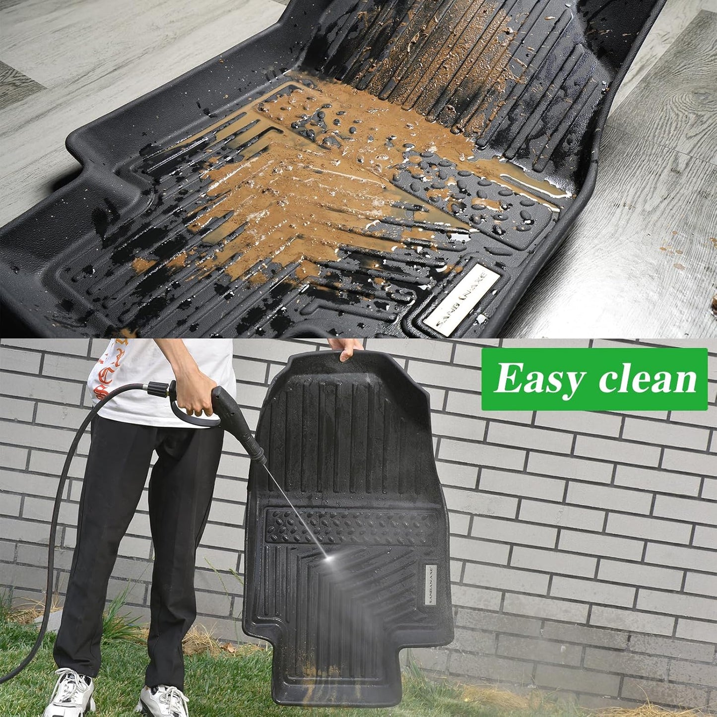 Floor Mats & Trunk Mat Backrest Mat for Toyota RAV4 2013-2017 2018（Not for Hybrid or Prime） TPE All Weather Protection 2 Rows Full Set Car Mats with Velcro Rear Seats Backrest