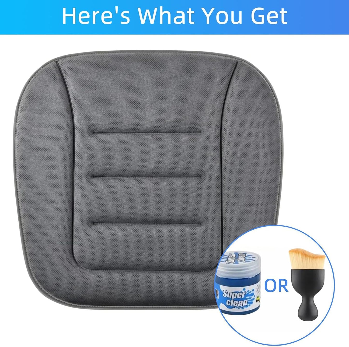 KAYI Car Seat Cushion, Memory Foam Car Seat Cushion, Anti Slip Rubber Bottom Car Seat Cushions for Driving, Suitable for Car and Office Chairs (Grey)