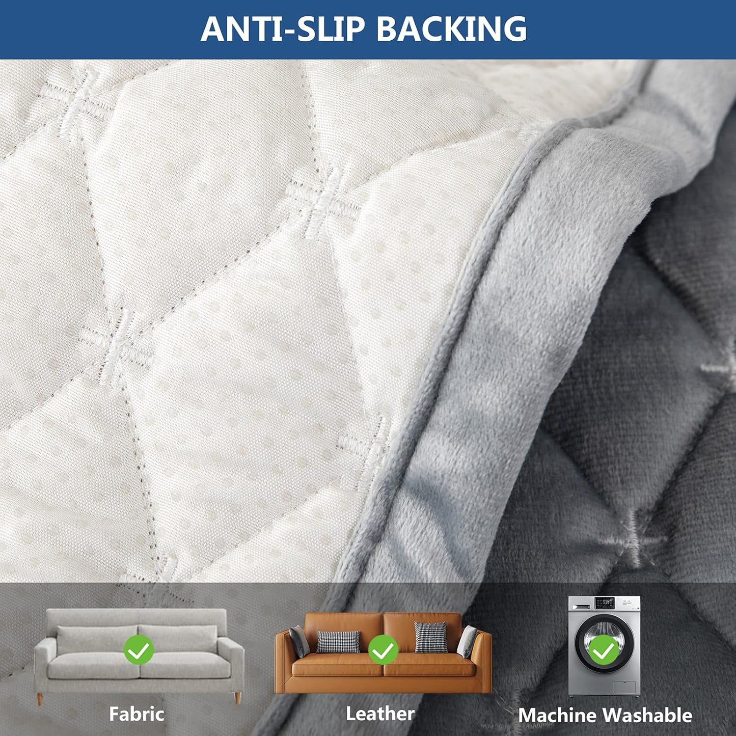 Eismodra Couch Cover,Sectional Couch Covers,Sofa Covers for 3 Cushion Couch,Anti-Slip Sofa Slipcovers for Dogs Cats Kids Loveseat Recliner L Shaped Armrest Backrest,Light Gray 43''x70''(Only 1 Piece)