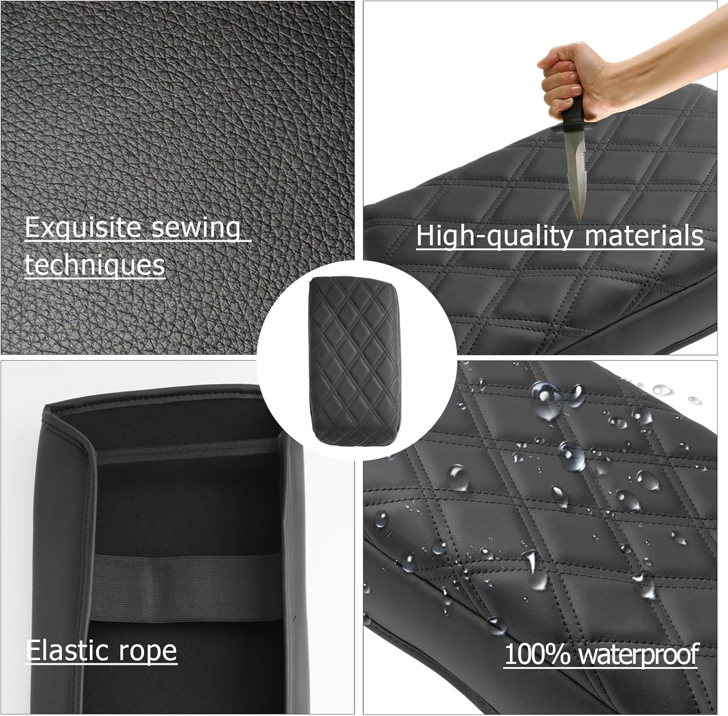 LUWU Center Console Cover Compatible with 2025 Chevrolet Equinox Accessories 2025 Equinox Armrest Cover Center Console Pad 2025 Equinox LT, ACTIV, RS Armrest Console Cover Soft Leather (Black C)