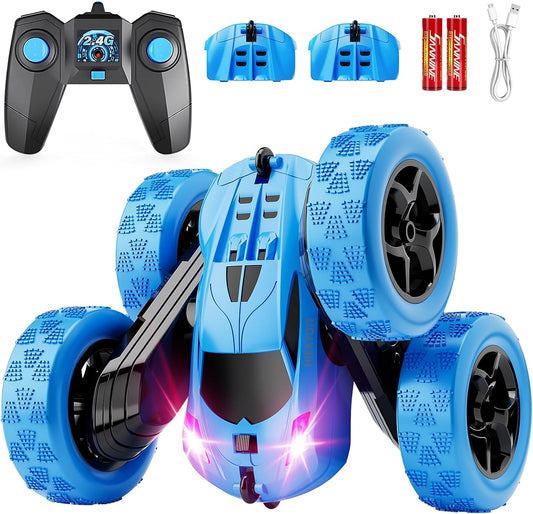 Remote Control Car, RC Cars Toys for 6-12 Year Old Boys, Off Road RC Stunt Car 4WD 360° Rotating Remote Control Cars for Kids, Boys for Birthday, Christmas Blue