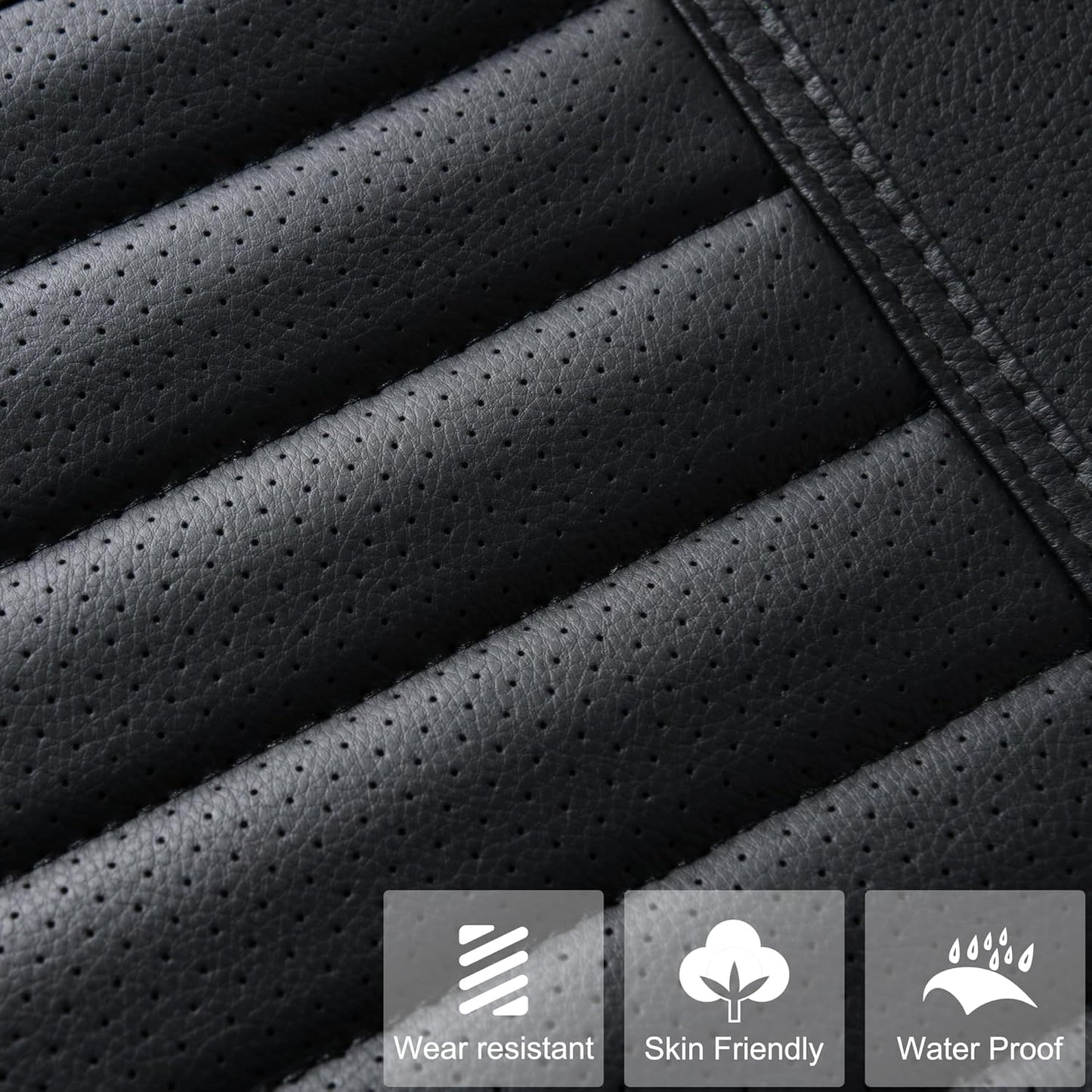 1pc Edge Wrapping Comfortable Car Front Seat Cover Cushion Pad Mat Protector, Anti-Slip Bottom Seat Cushion Cover for Auto with PU Leather(Black)