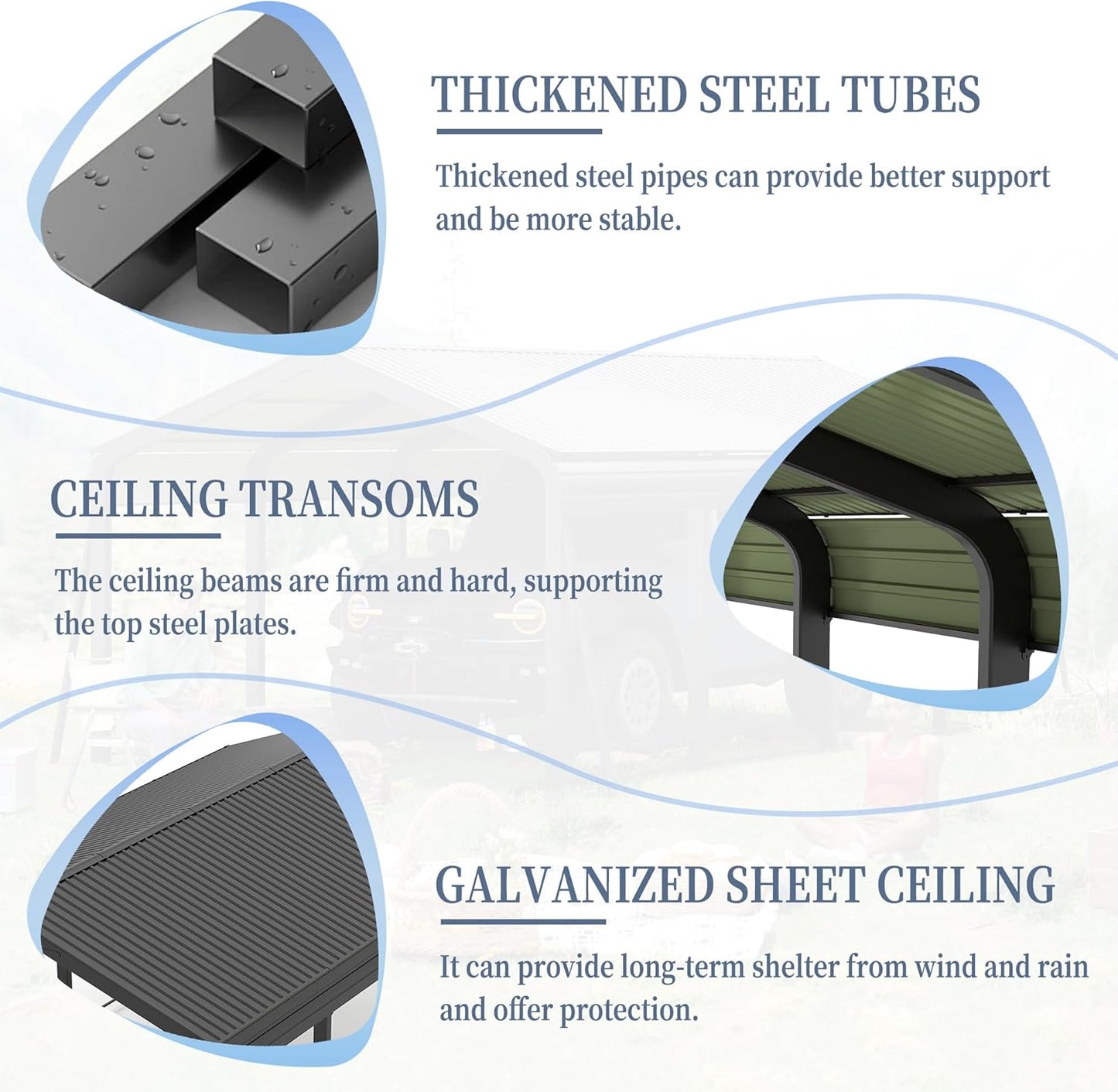 12x20 FT Metal Carport, Heavy Duty Car Port Canopy with Galvanized Steel Roof & Frame, Large Metal Carport Kit, Outdoor Car Garage, Steel Car Shelter for Car, Boat, Truck, Dark Gray